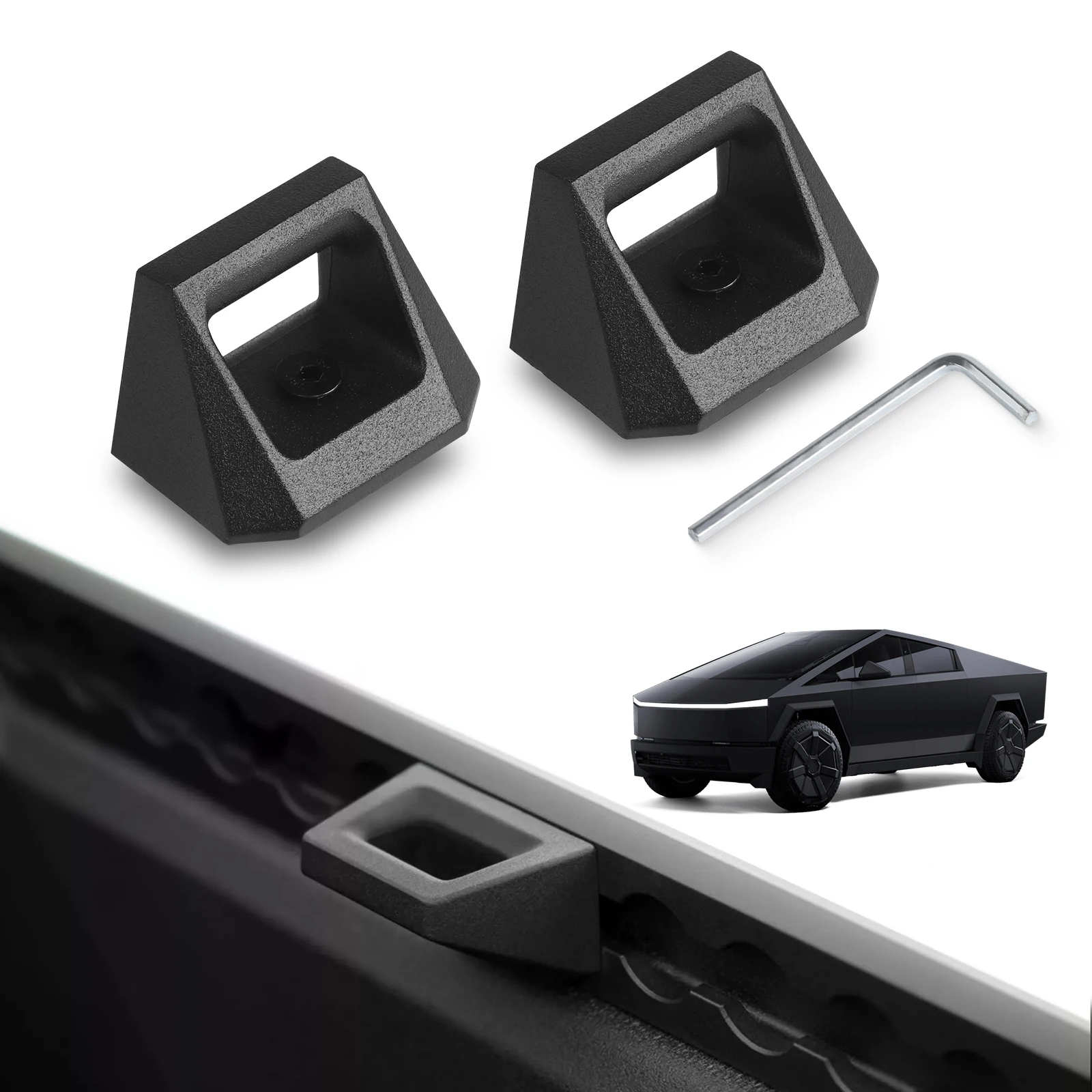 2 PCS Black Truck Bed Rail Track Hooks For Tesla Cybertruck 2025 2024 2023 Heavy Duty Steel L Track Splints Hook Accessories