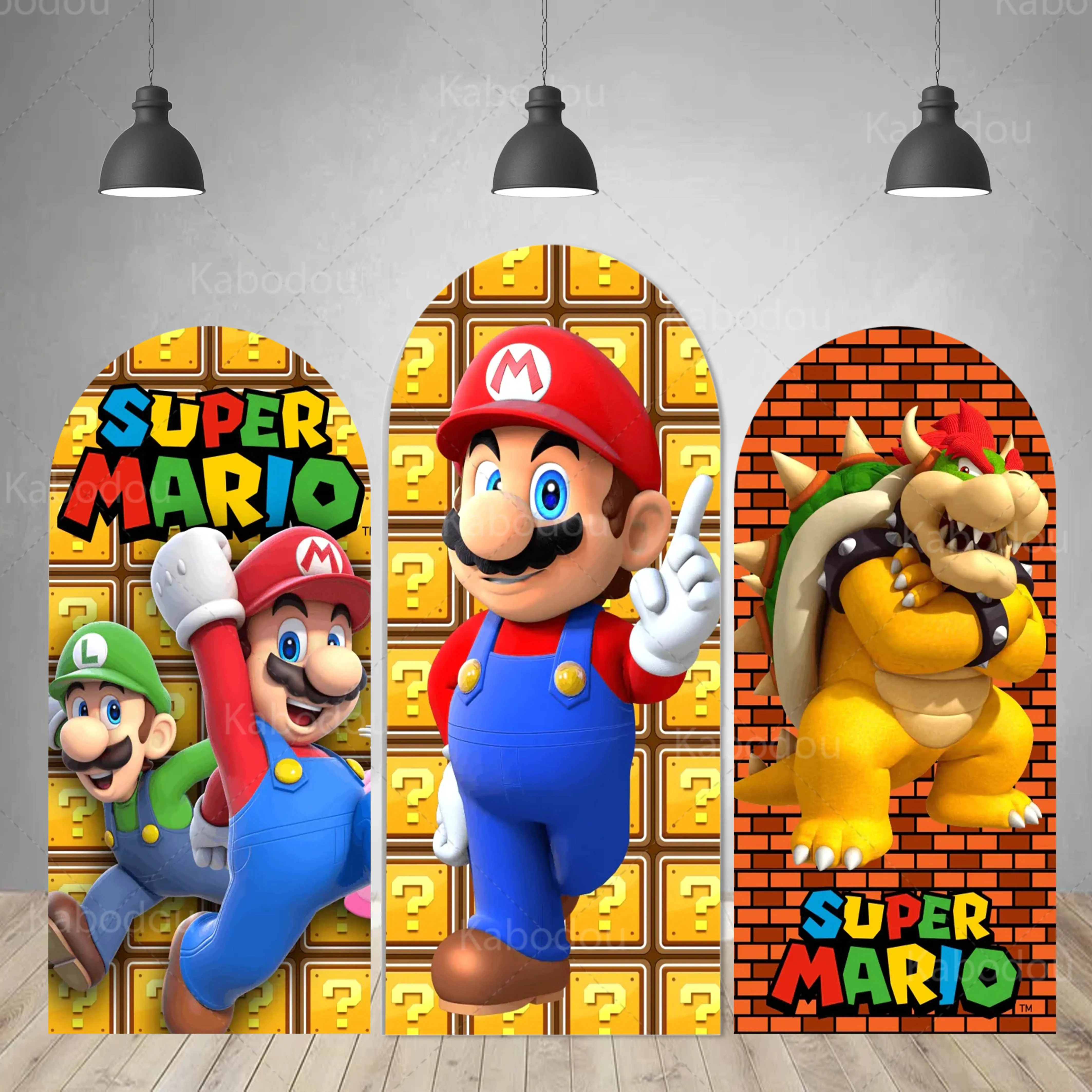 

Super Marios Bros Backdrop Doubleside Arch Kids Boys Birthday Party Decoration Photography Background Polyester Studio Props