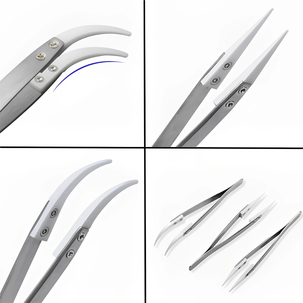 Ceramic Tweezers Heat Resistant Non Conductive Stainless Steel Body Multifunction Hand Tools Kits Industrial Tweezers