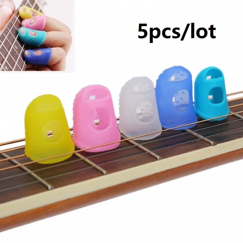 4pcs 5pcs/lot Guitar Fingertip Protectors Universal Pressed String Covers Silicone Thimbles Finger Guards for Guitar / Ukulele