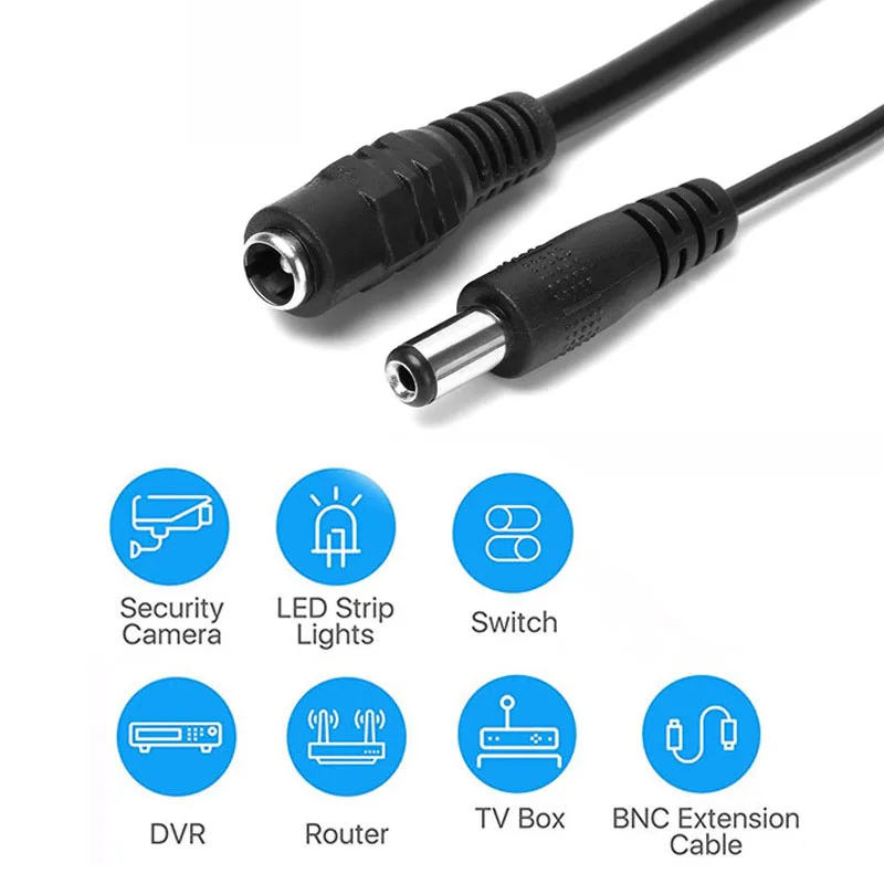 Cavo sdoppiatore di alimentazione CC da 1 a 2/3/4/5/6/8 vie per connettore adattatore telecamera CCTV spina femmina-maschio cavo di alimentazione 2.1*5.5mm