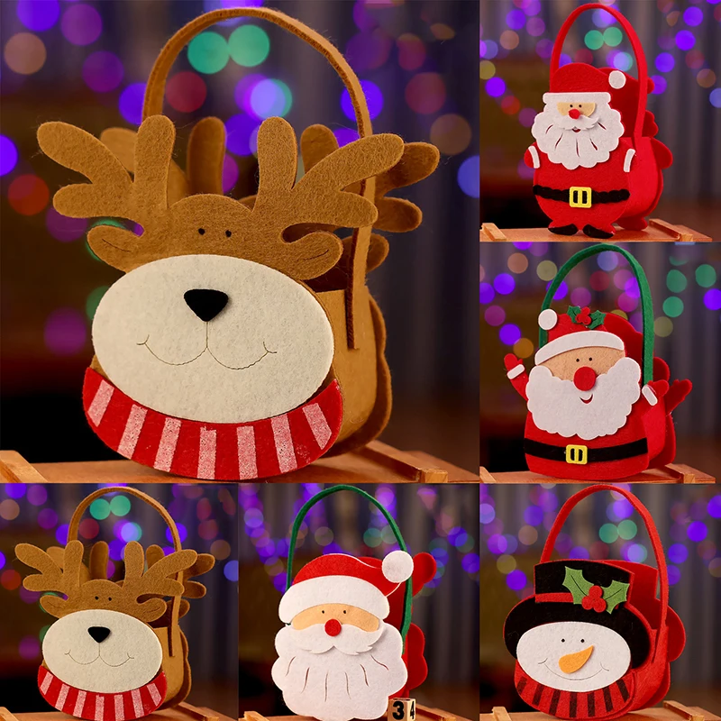 Felt Christmas Gift Bag Creative Santa Claus Sack ของขวัญนําเสนอกระเป๋า Christmas Tree Candy กระเป๋าของขวัญ Xmas Decor