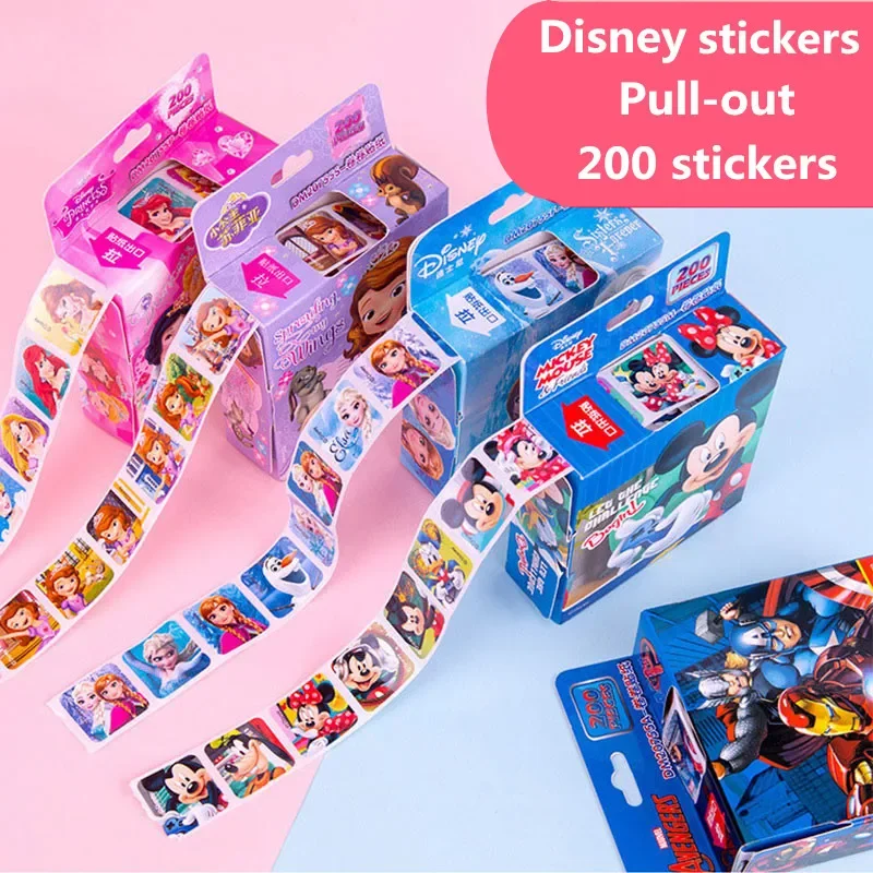 200 vellen in een doos Disney Cartoon Stickers Disney Frozen Elsa en Anna Princess Sofia Mickey Kinderen Verwijderbare Stickers Speelgoed