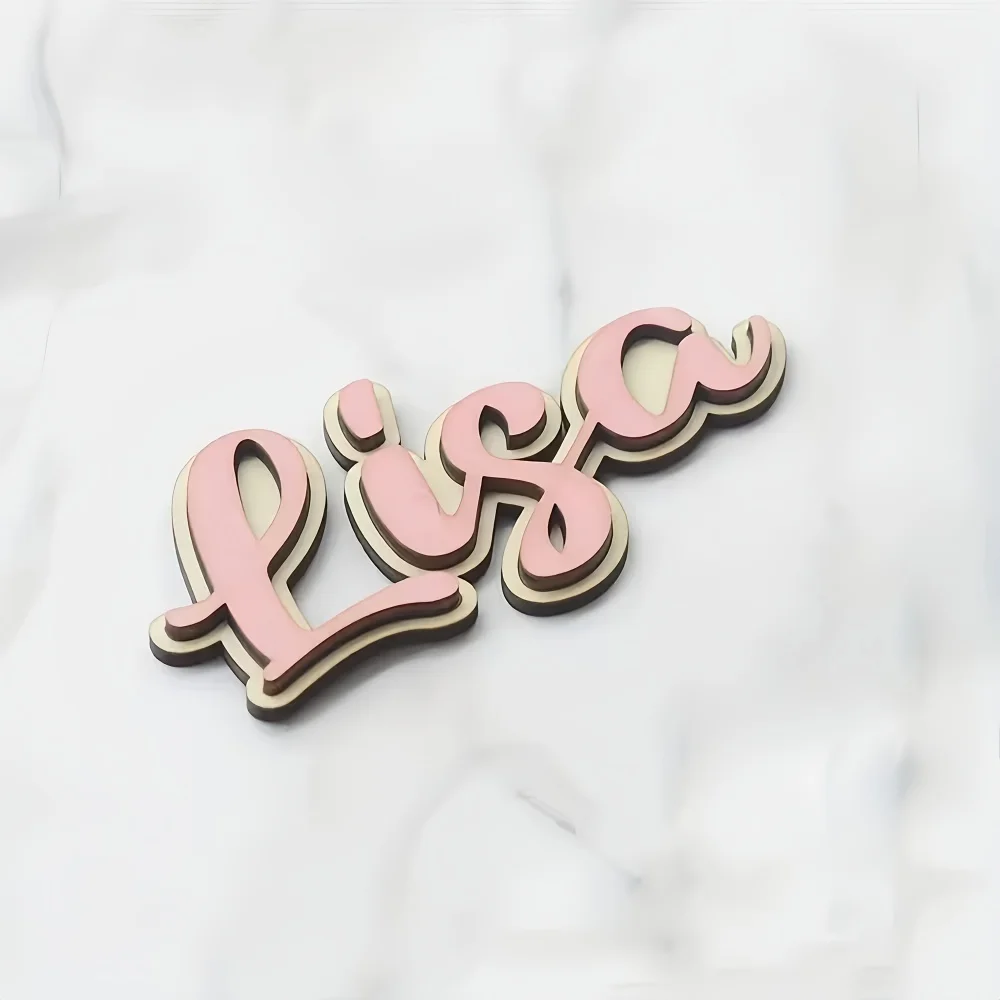 Custom 3D Double Layer Wooden Name Plaque, Personalized Kids Door Wall Name Sign, Custom Baby Newborn Birthday Wood Decor Gift