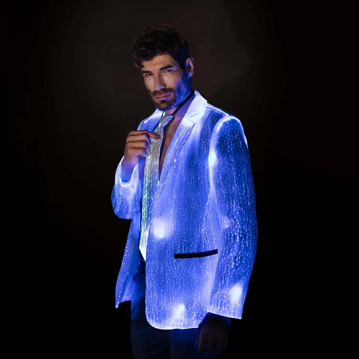 LED Optic Fiber Costume Men Luminous Glowing Blazer Suit Jacket Party Stage Show Outfit Fancy Clothes 2026 - view 3