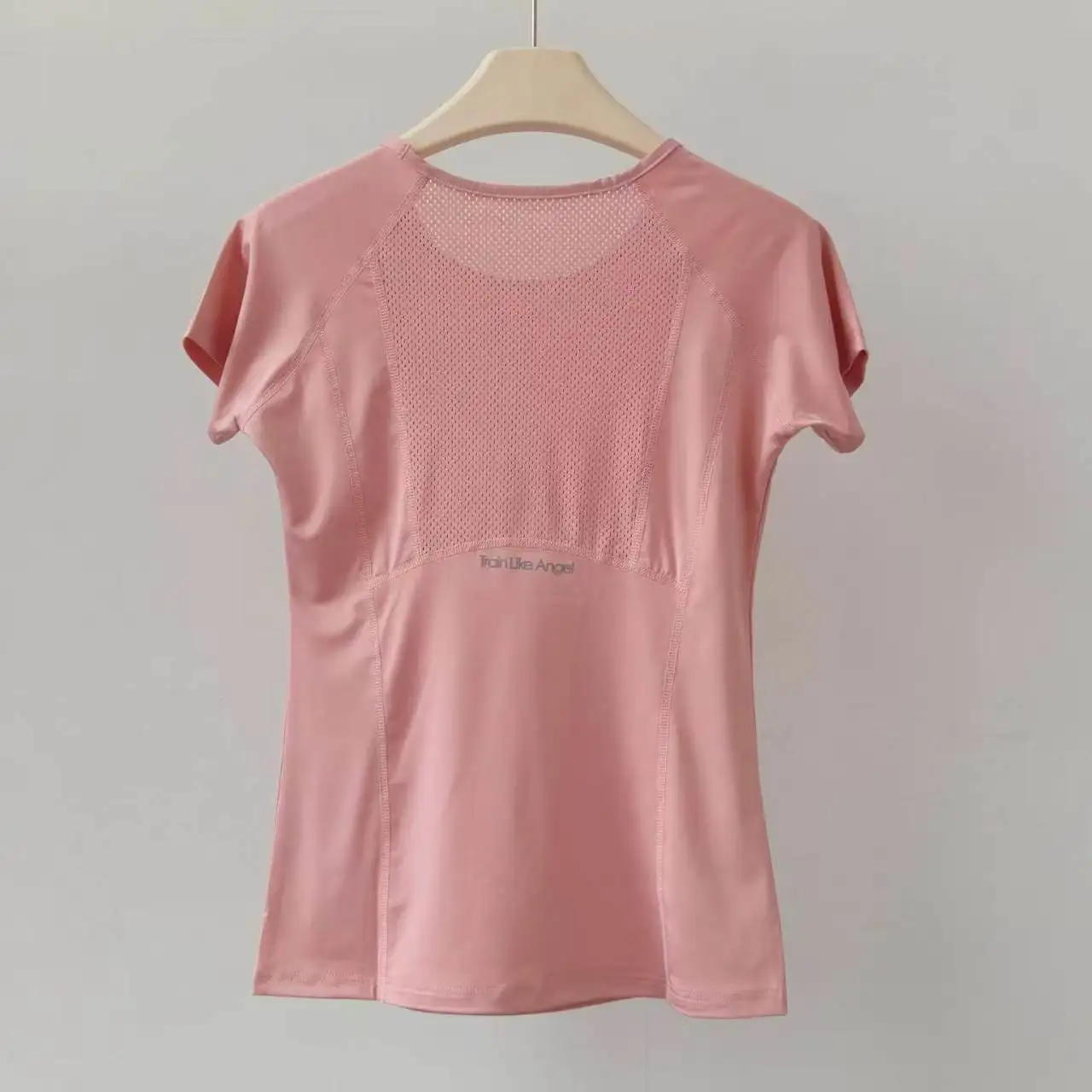Sommer-Sport-Kurzarmshirts für Damen, Mesh, schnelltrocknend, atmungsaktiv, Yoga-Tops, schmal geschnitten, dehnbar, für Training, Laufen, Fitness, T-Shirt – Detail 5