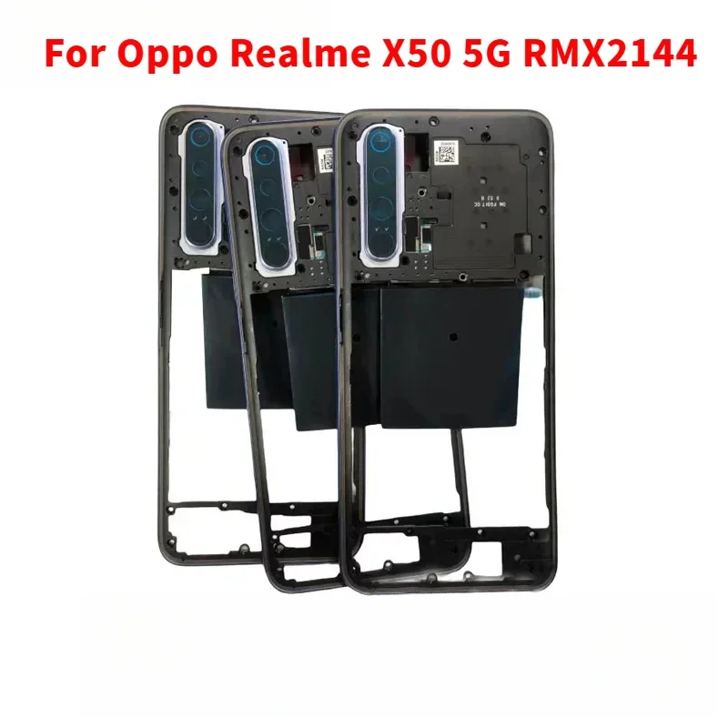 

Middle Frame For Oppo Realme X50 5G RMX2144 Middle Frame With Camera Lens Housing Bezel Repair Parts