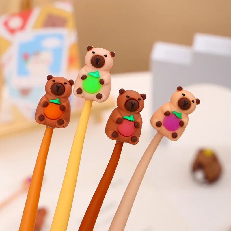 

24 шт., оптовая продажа, мультяшная кукла-кофе, музыкальная нейтральная ручка, милая подарочная ручка для декомпрессии, черная подпись 0,5, обратно в школу