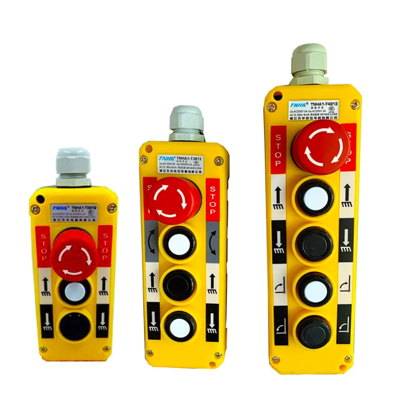 Electric Crane Remote Control Push Button Emergency Stop Switch Rainproof UP Down Hoist Switch Wear-resistant Durable