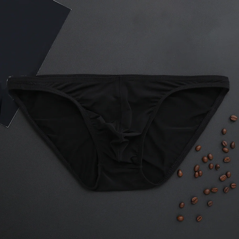 Hot Men\'s Sexy Ice Silk Skinny Briefs Comfy Breathable Low-Waist Underwear Men Ice Silk Breathable Low-waist Underwear
