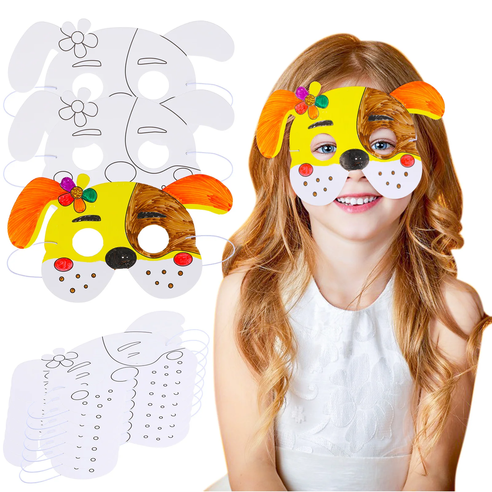 1 Set Kit maschera di carta da disegno colorata fai-da-te per attività artigianale creativa per bambini Maschera embrione bianco Giochi di finzione per bambini Giocattolo artistico