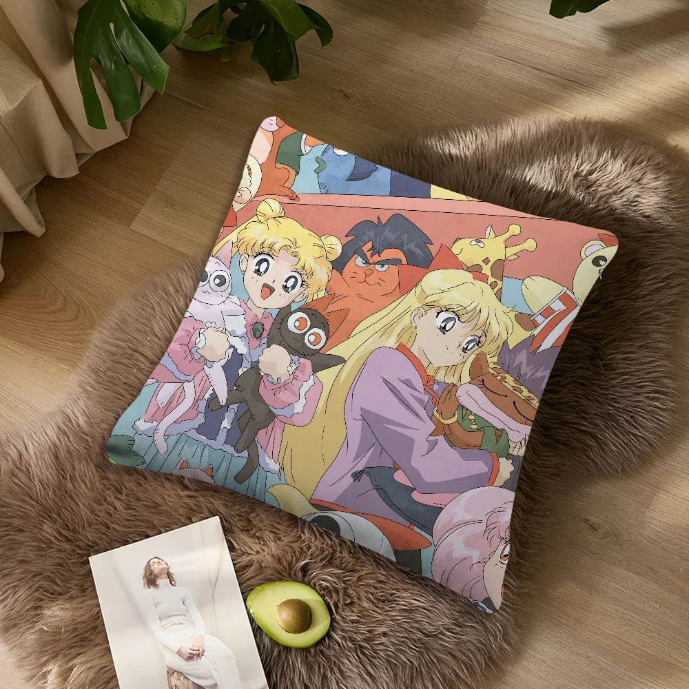 Classic Anime Lovely S-Sailor Moon-S Pillow Case Sofa Living Room Bedroom Headboard Backrest Cushion Square Cushion Nap Time