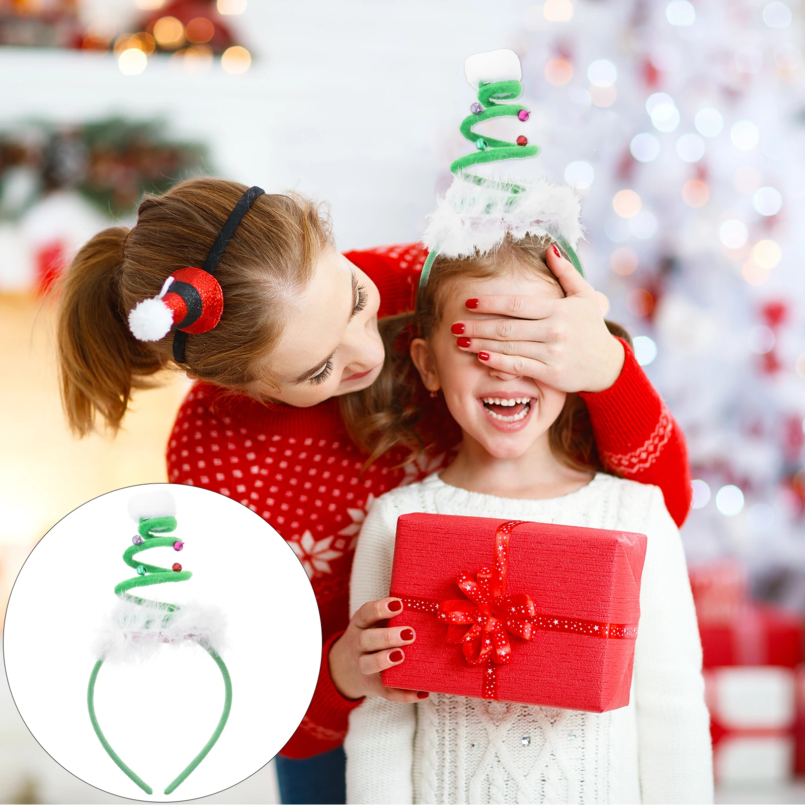 

Christmas Hair Spring Headbands For Kids Girls Green Eco-Friendly Cute Party Decoration Selfie Prop Hair Hoop Wear