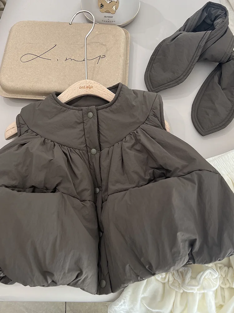 Girl Vest Coat Temperament Simple Vest 2024 Autumn and Winter New Thick Warm Padded Jacket Fashion Simple Casual Coat image 5