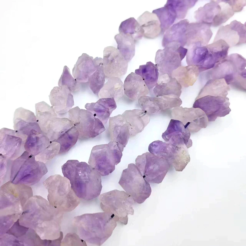 New Natural Amethyst Crystal Bud Horizontal Hole Lavender Crystal Cluster Beads DIY Bracelet Pendant Jewelry Accessory Wholesale