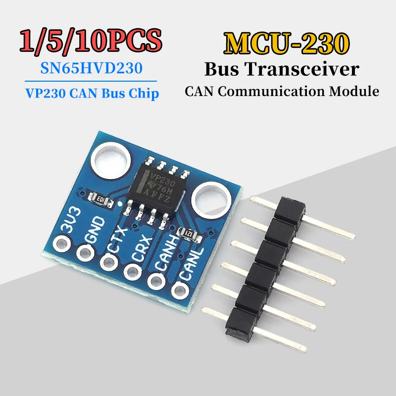 1/5/10Pcs MCU-230 Bus Transceiver SN65HVD230 CAN Communication Module VP230