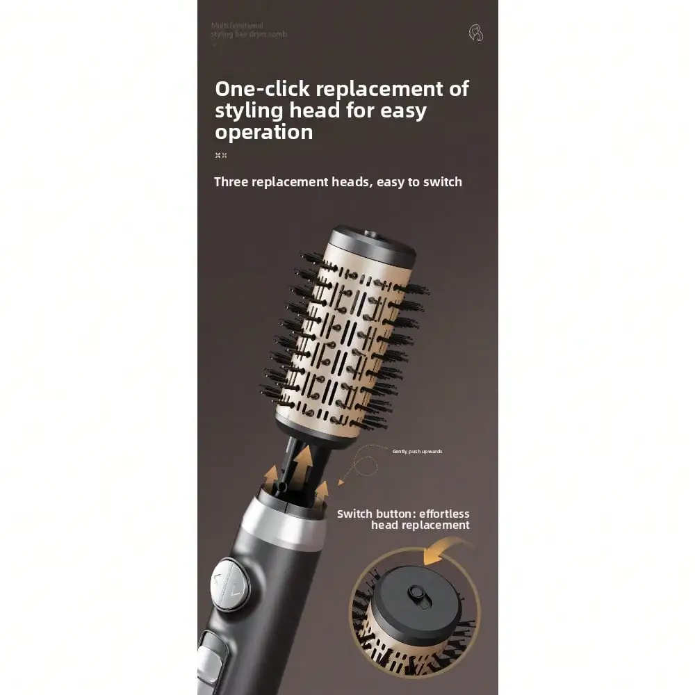 Multifunctional Hot Air Comb Curling Iron, Three-In-One Hair Changing Hairdressing Comb, Electric Hair Dryer Comb, Curling And Straightening Dual-Purpose