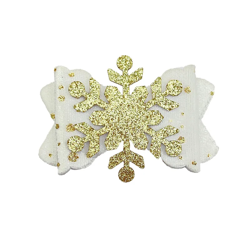 إكسسوارات شعر ندفة الثلج للأطفال لعيد الميلاد، تزيين العطلات للفتيات، أميرة، مشابك شعر بقوس لامع، حقيبة كاملة رائعة