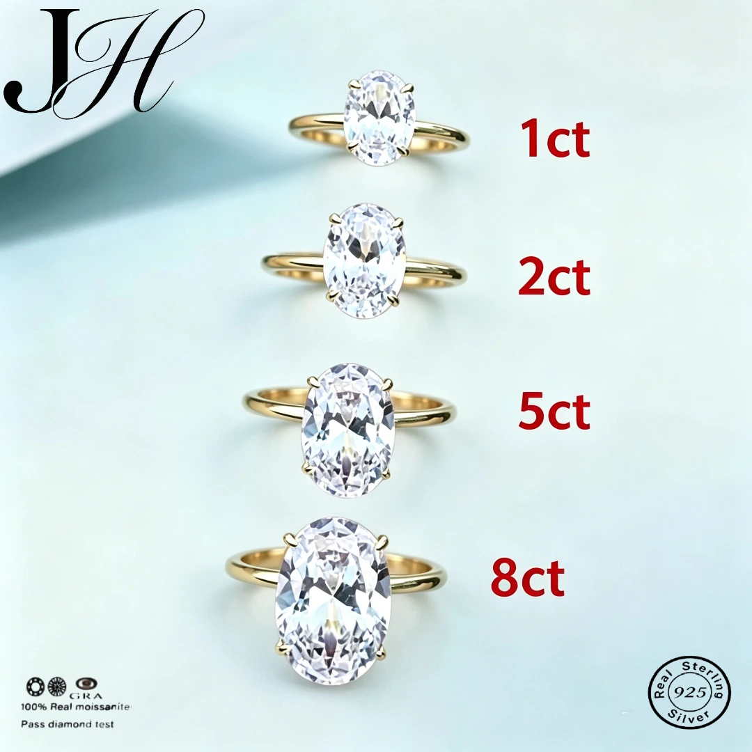 JOIAS HOME 925 Sterling Silve Shiny 1-8CT Zircon Oval Stone Ring For Women Engagement Wedding Luxury High Quality Fine Jewelry