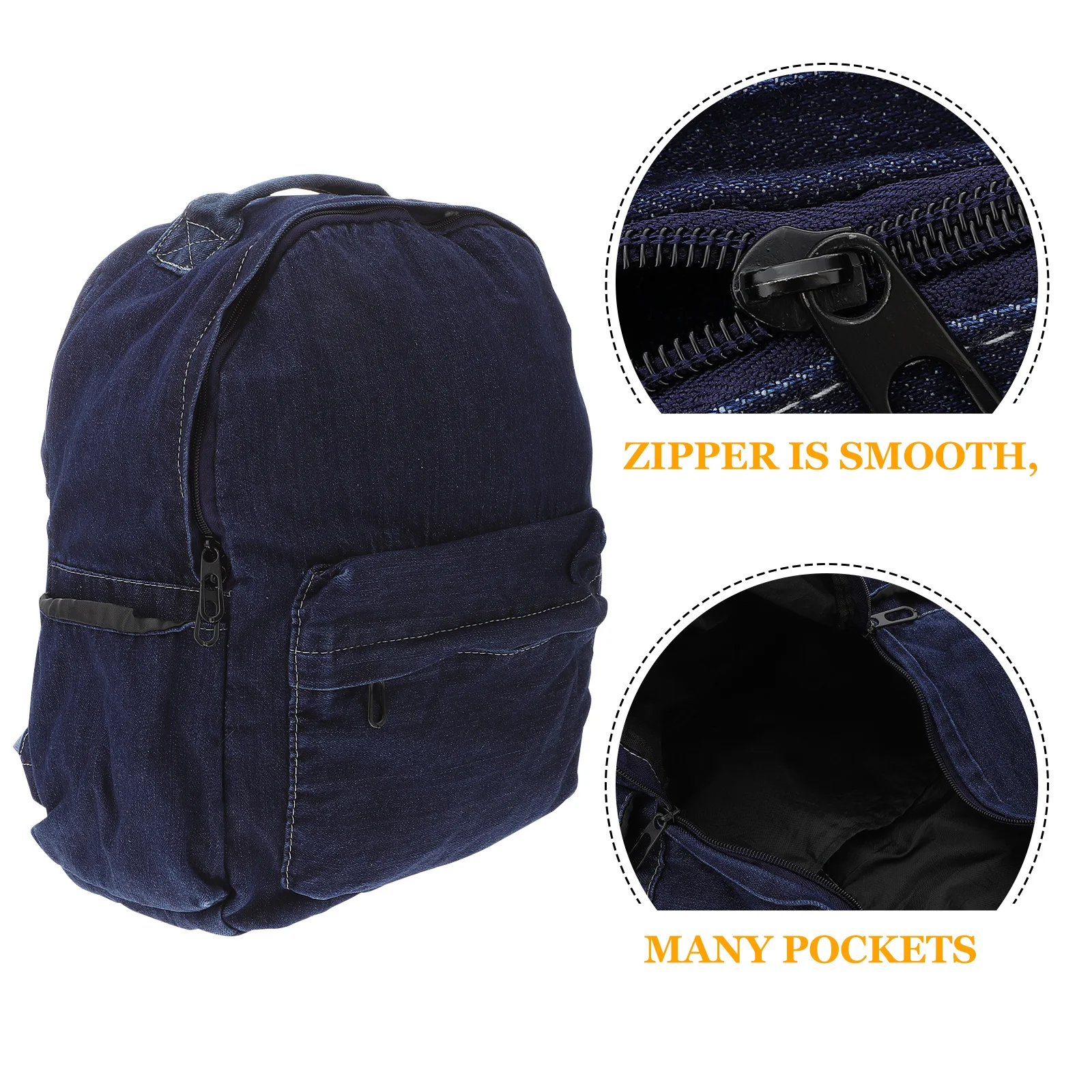 Retro Style Dark Blue Denim Backpack Spacious Lightweight Student Satchel for Daily Commute Travel Outdoor Adventure Unisex
