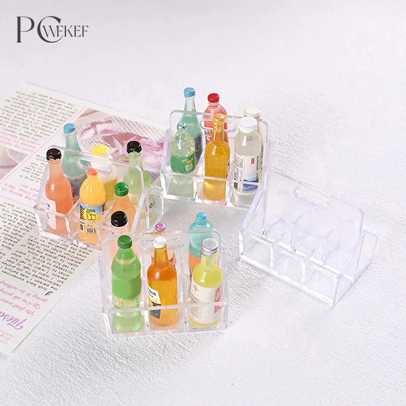 2pcs/1set Mini Beverage Bottle Milk Bottle Base Scene Decoration Food Play Doll House Toy Model