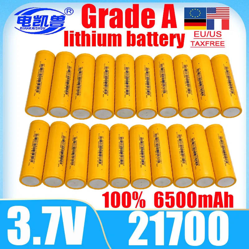 New A-class 3.7V 21700 6500mAh High-capacity Lithium-ion Battery 5C High Discharge Electric Tool Power Battery EU/US Duty-free