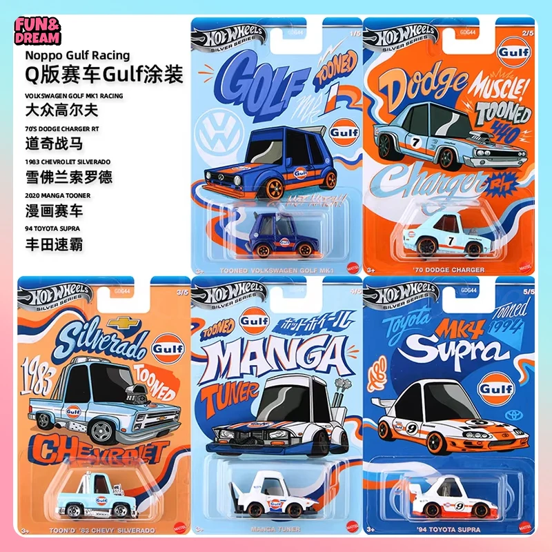 1/64 Hot Wheels Gulf Oil Painting Q Version Series Alloy Car Model Toyota Subaru GDG44 Simulation Cars Model Decor Birthday Gift