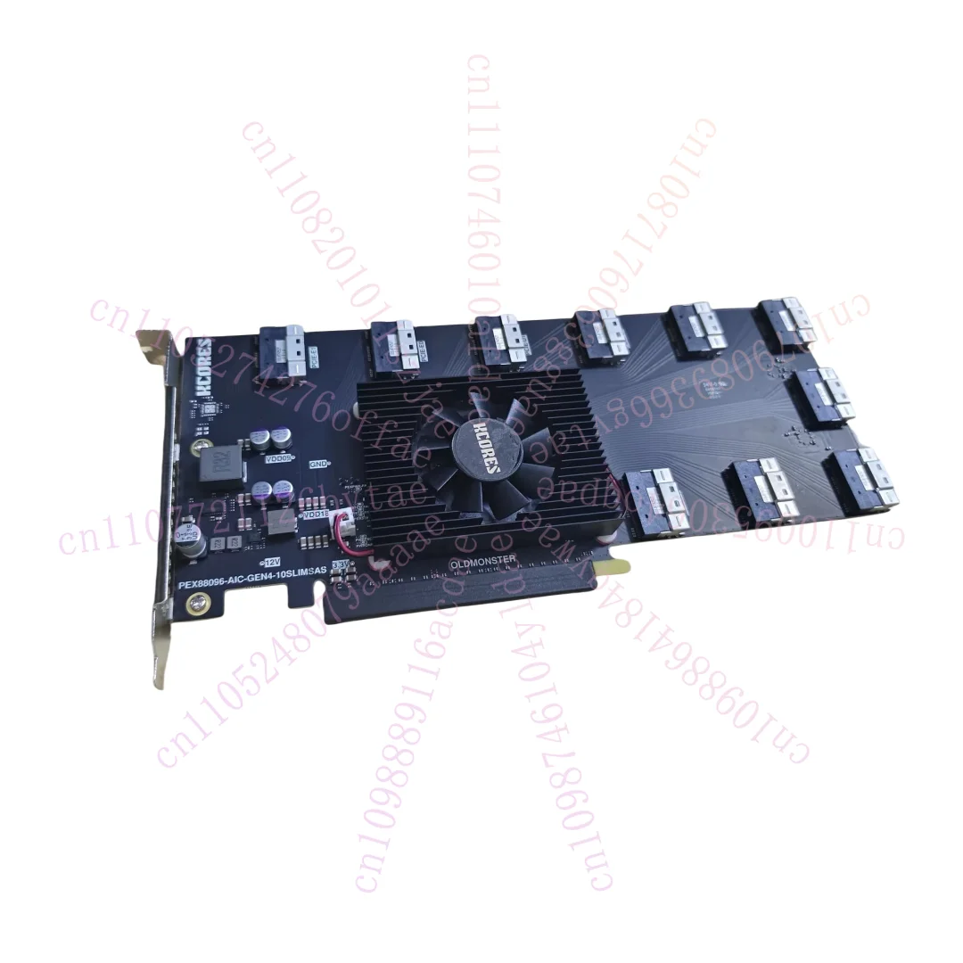 

PLX88096 PCIe 4.0 Expansion Card 10-Port SFF-8654 SlimSAS Bifurcation Card No Driver Required