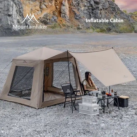 Tente gonflable Mountainhiker avec auvent-gel argenté, équipement de camping toutes saisons, ouverture rapide, porche, exploration en plein air