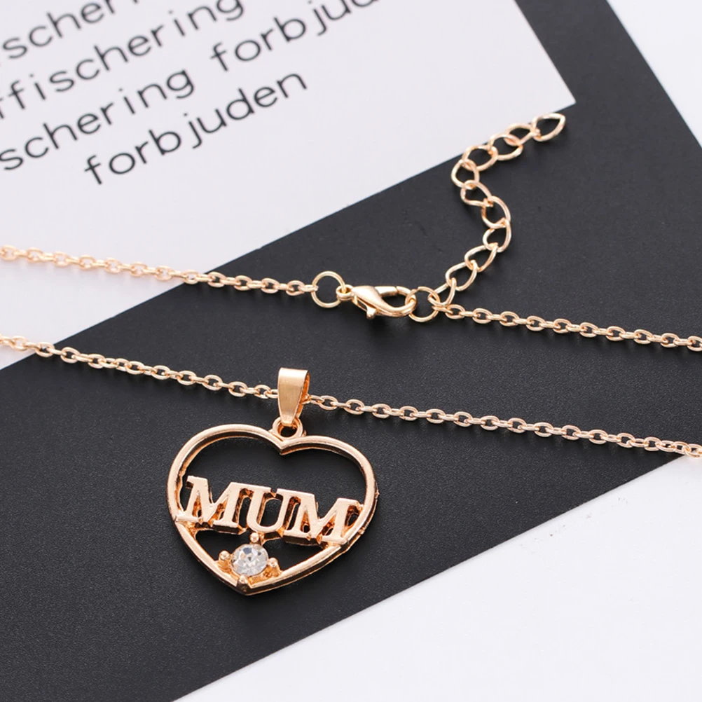 

2Pcs Heart Necklace 56CM Golden Adjustable Chain Mum Jewelry Gifts for Women Mother's Day Birthday Accessories