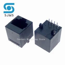 10PCS RJ45 Network Socket Female 5224 8P8C in-line vertical PCB Solder Type RJ45 180 degree full plastic 8Pin