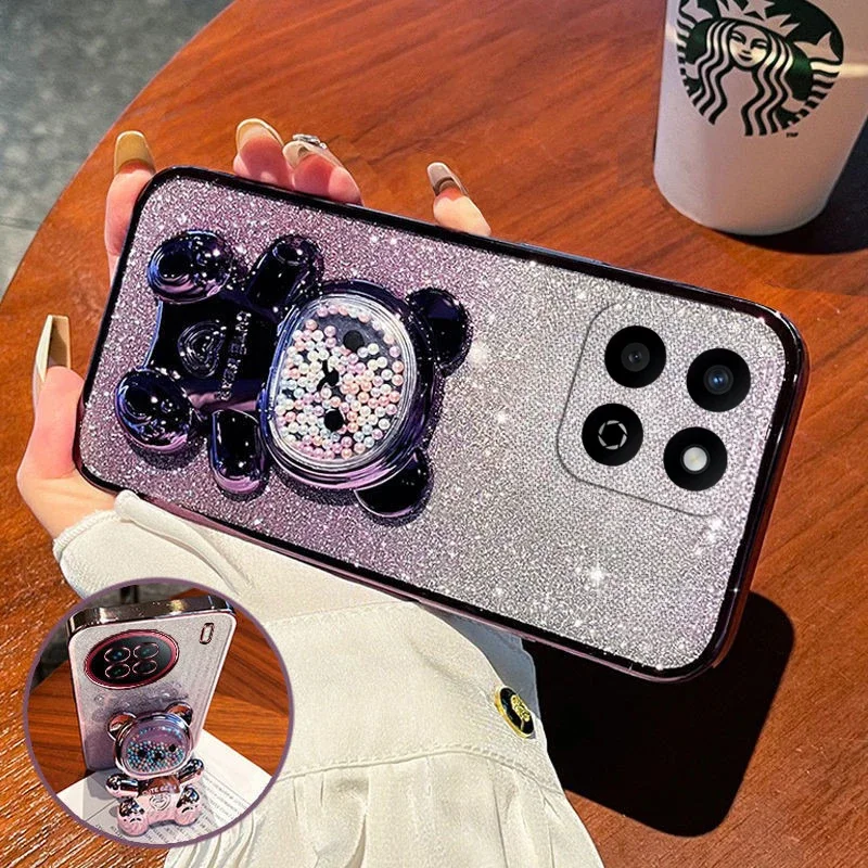 

Case For Honor X7C smart 200 honor Magnetic Holder Electroplate Stars Sequins Full Cover For Honor 200 Smart X6B 7c x 6b Shell
