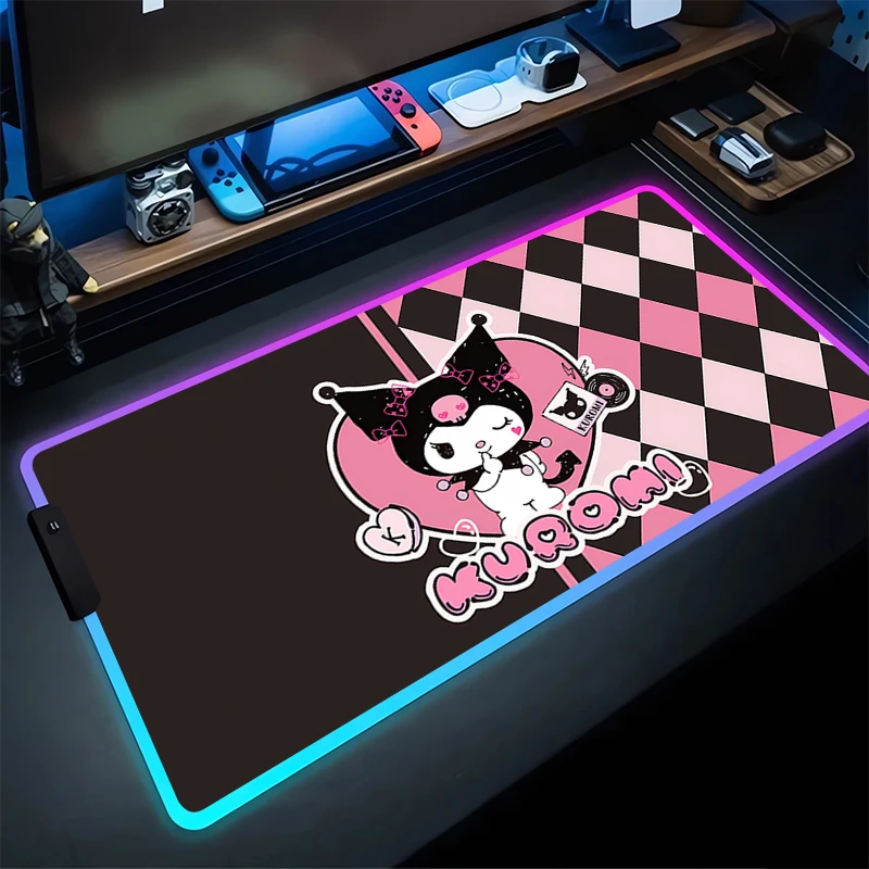 RGB Mouse Pad Kulomi Non-Slip Rubber Edge locking mousepads Game play mats notebook computer Sanrio Home Decor Girl style