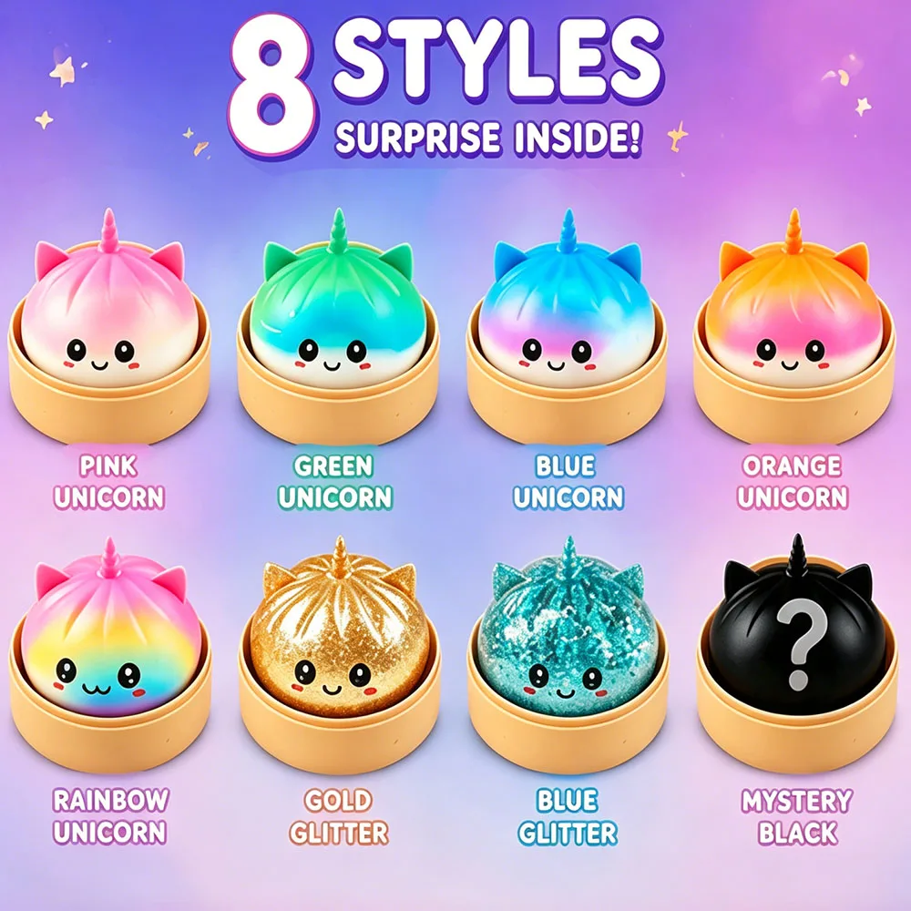 Zufälliges Sortiment Glitzer-Dumpling Squishy Blind Box 11 Farben Langsam Aufsteigende Quetsch-Überraschung Party-Geschenk Goodie-Bag-Füller