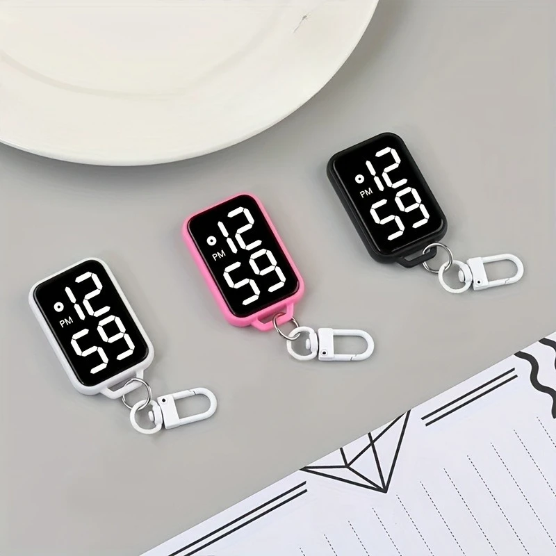 Digital display keychain pocket watch Square compact electronic pocket watch, portable keychain pocket watch view 2