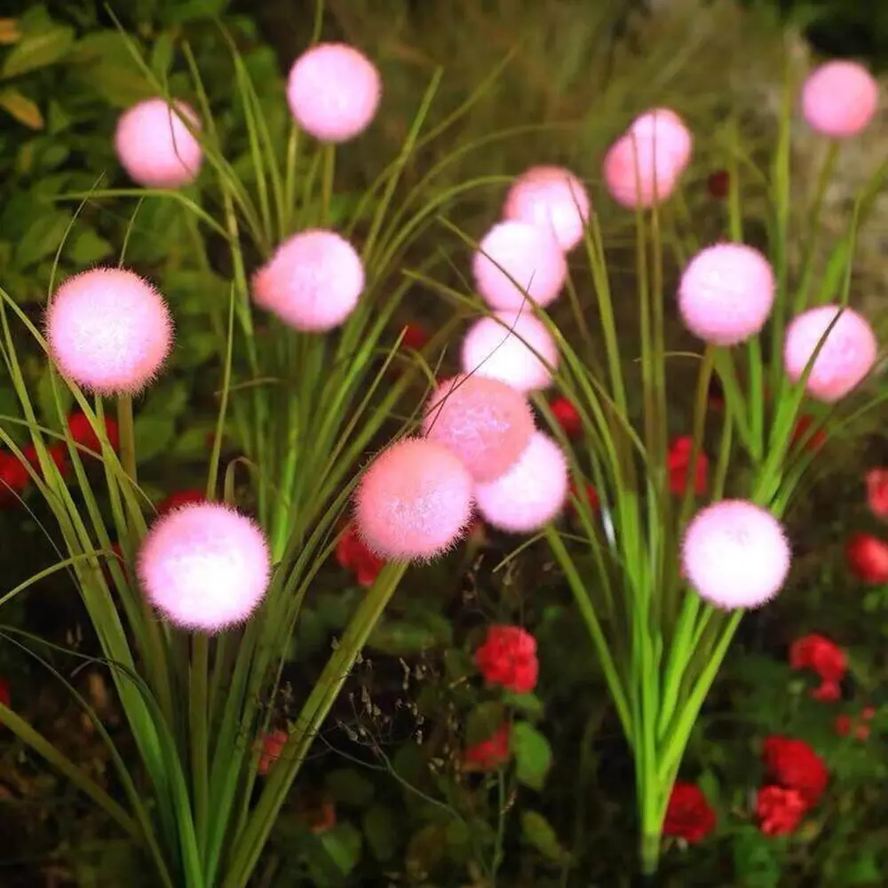 1/2PCs Pom-Pom Solar LED Stake Light Outdoor Waterproof Garden Lights Decorative Landscape Lighting for Yard Patio Party Balcony
