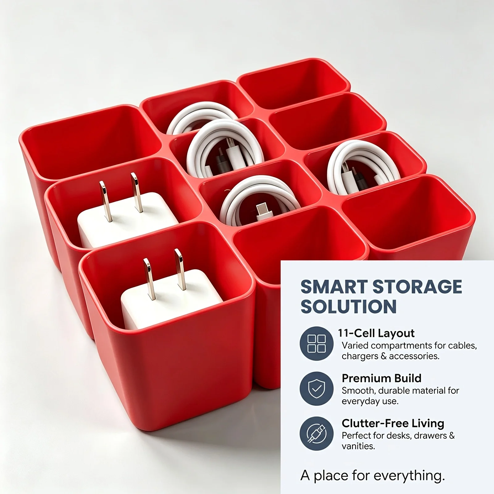 11-Fächer Ausziehbarer Schubladen-Organizer für USB-Kabel, Desktop-Kabelorganizer für Büro und Zuhause