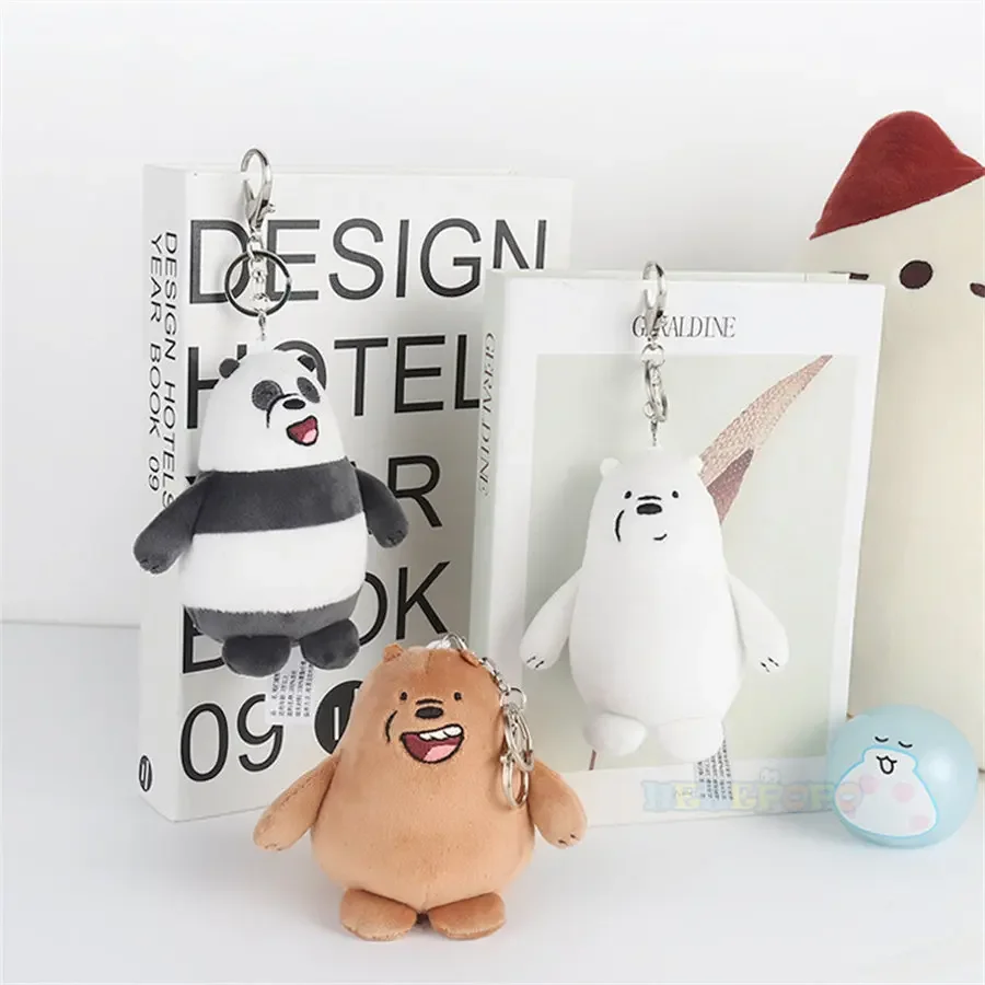 We Bare Bears Anime Figura Giocattoli di peluche Grizzly Panda Orso di ghiaccio Portachiavi Portachiavi Bambole di peluche Peluche Portachiavi Regalo per bambini