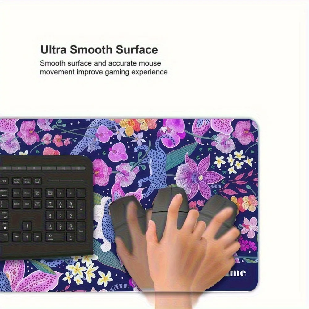 [2D Flat] 1pc Custom Personalized Leopard Floral Tropical Mouse Pad Custom Name Multi Sizes Gaming Mouse Pad