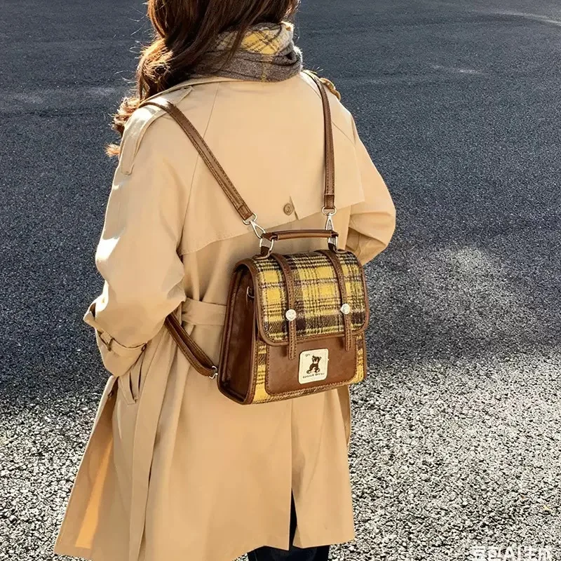 حقيبة ظهر على شكل دب لطيف على الطراز الكوري للنساء - حقيبة ظهر صغيرة بتصميم متخصص مع نمط منقوش ومقبض علوي، عصرية متعددة الاستخدامات #4