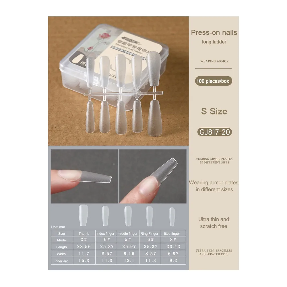 

Split Patch 100 PCS/Box Press on Nails Long Short Almond Shaped Clear False Nails Pre Sized Ultra Thin Nail Extensions Home Use