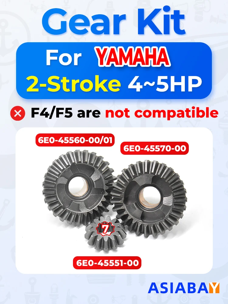 

Outboard Complete Gear Set for YAMAHA 6E0 Series Fits 4HP & 5HP 2-Stroke Models and Selected Clone Engines