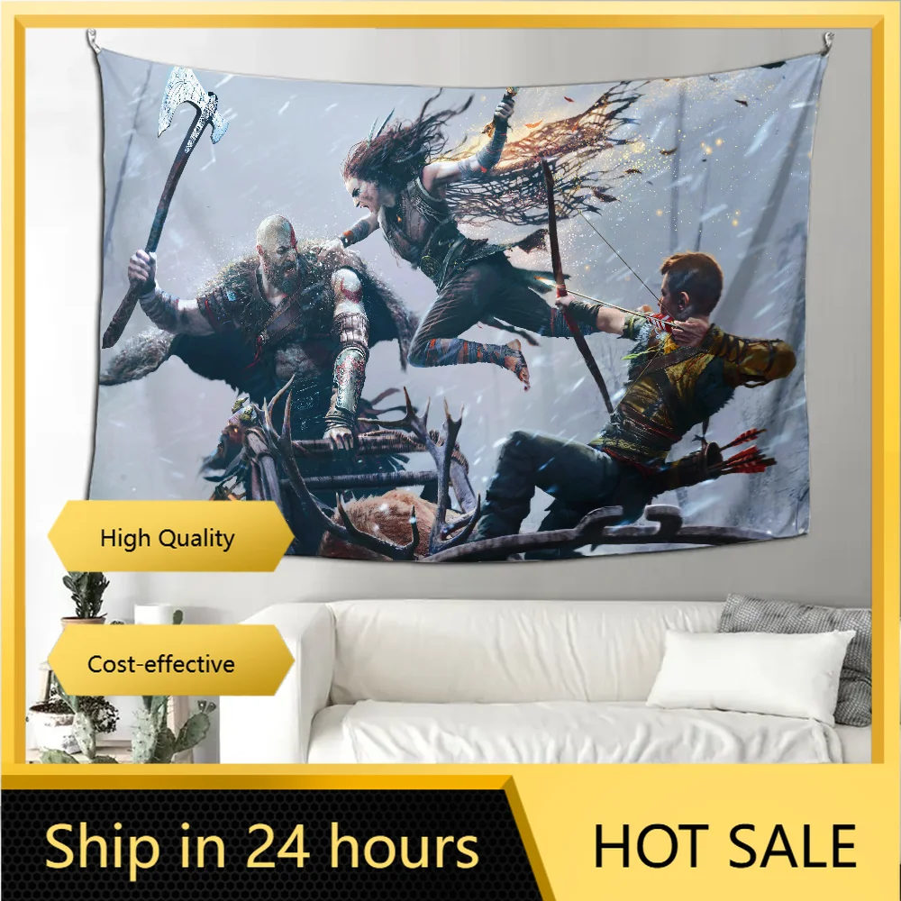 

God OF W-War Kratos Tapestry Decoration party Background Hanging Cloth Bedroom Tapestry Room Decor Aesthetic