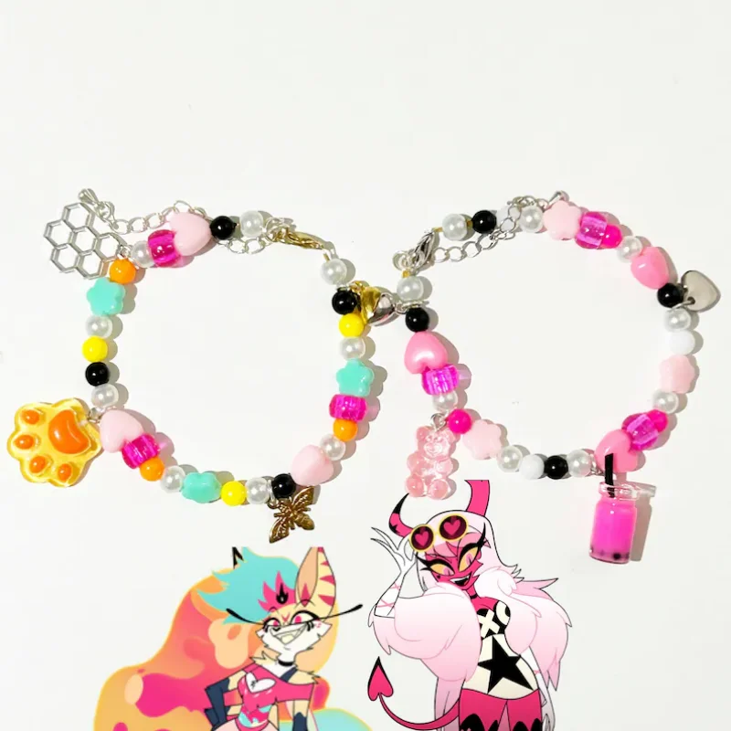 Demon-Themed Bee & Verosika Matching Bracelets Adjustable BFF Couples Charm Jewelry For Fandom Lovers