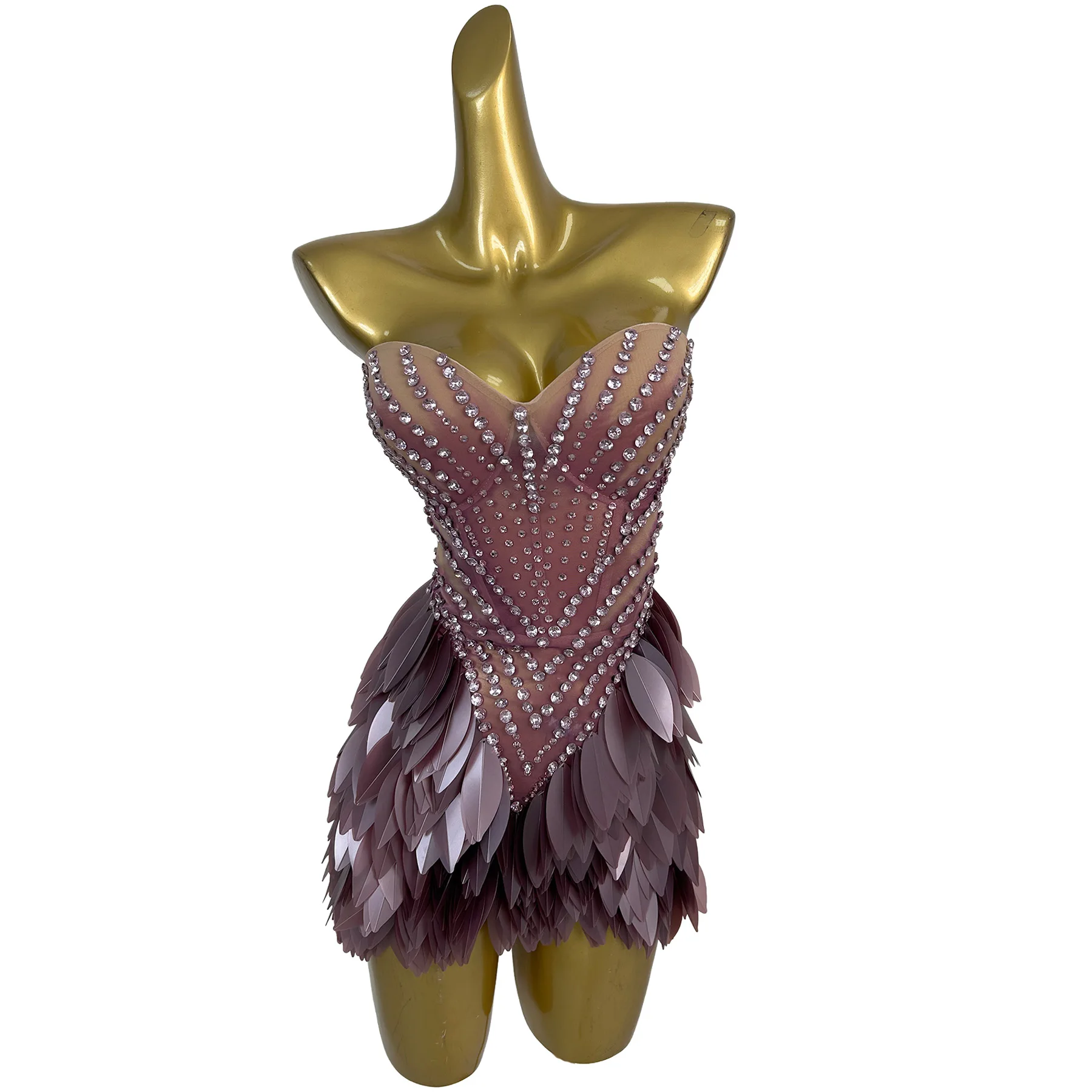 Sexy Off Shoulder Leaf Sequin Crystal Cocktail Evening Mini Dress Ladies Night Club Outfit Women Birthday Party Bodycon Dress