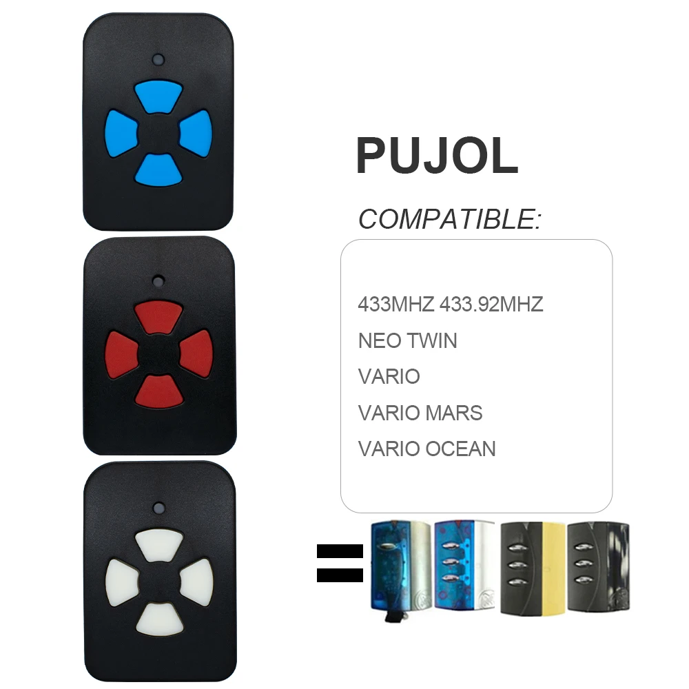 

For PUJOL NEO VARIO MARS / OCEAN TWIN Universal 433.92MHz Rolling Code Garage Remote Control Transmitter Key Fob Command