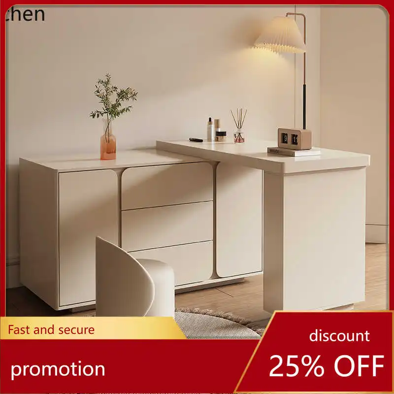 HXL Dressing Table Bedroom Bedside TV Cabinet Cream Style Storage Mirror Makeup Desk