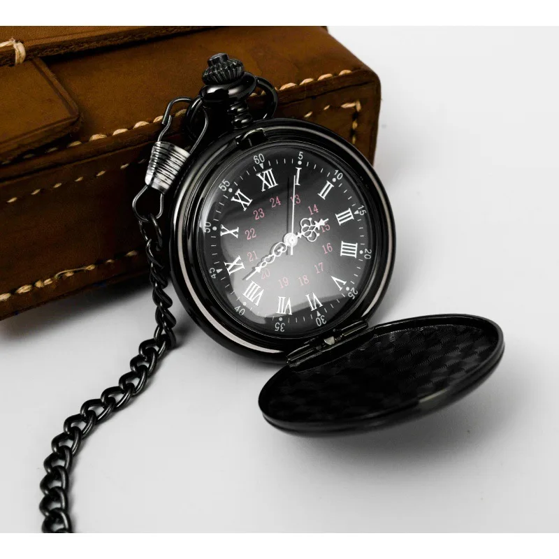 Pocket Watch in Stock Glossy LaserlogoLettering Retro Double Display Quartz Pocket Watch Boshiya Casual Pocket Watch