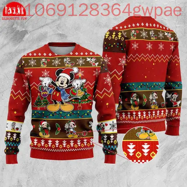 Disney Mickey Donald Duck Goofy Ugly Sweter męski i damski Niestandardowy sweter z zamkiem świątecznym Magic Kingdom Family Trip Xmas Gift