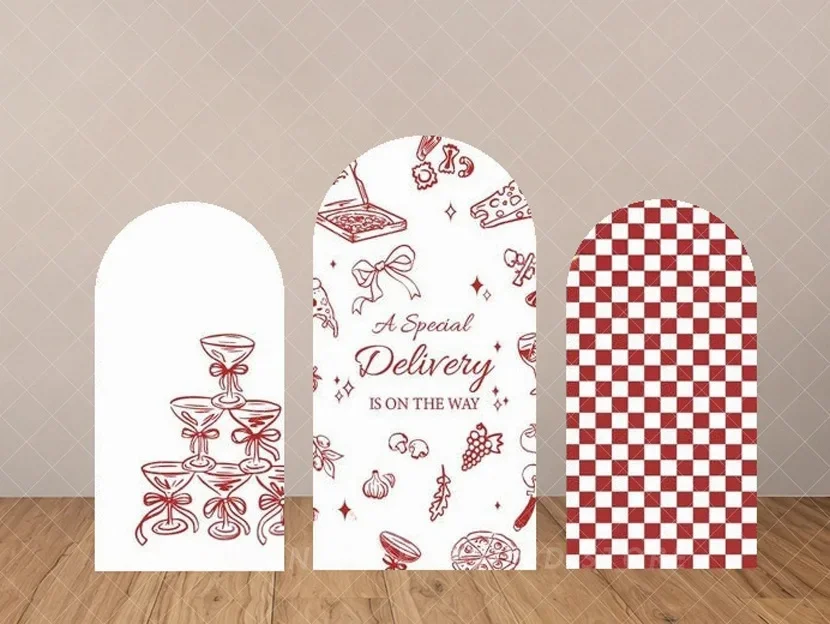 Custom A Special Delivery Baby Shower Arch Backdrop Cover Red Gingham Gender Reveal Party Decoration Event Background